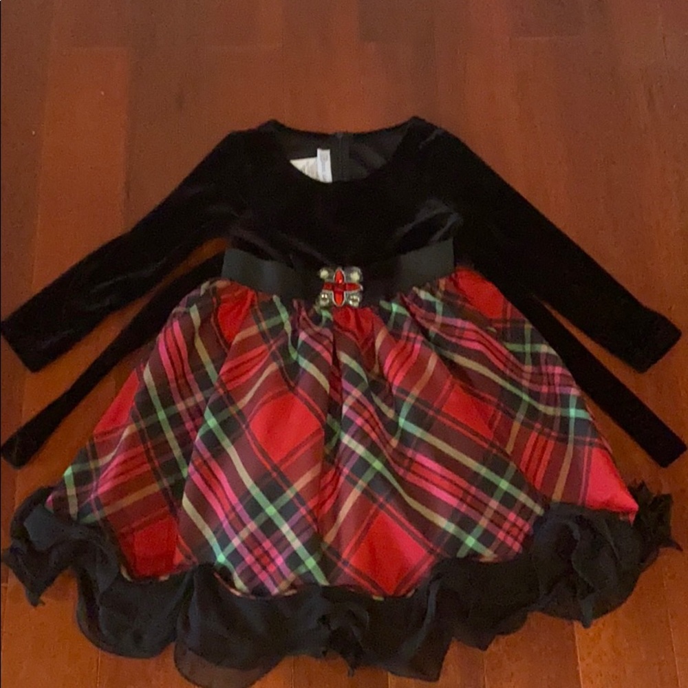 Black and Plaid Bonnie Jean Christmas Dress
